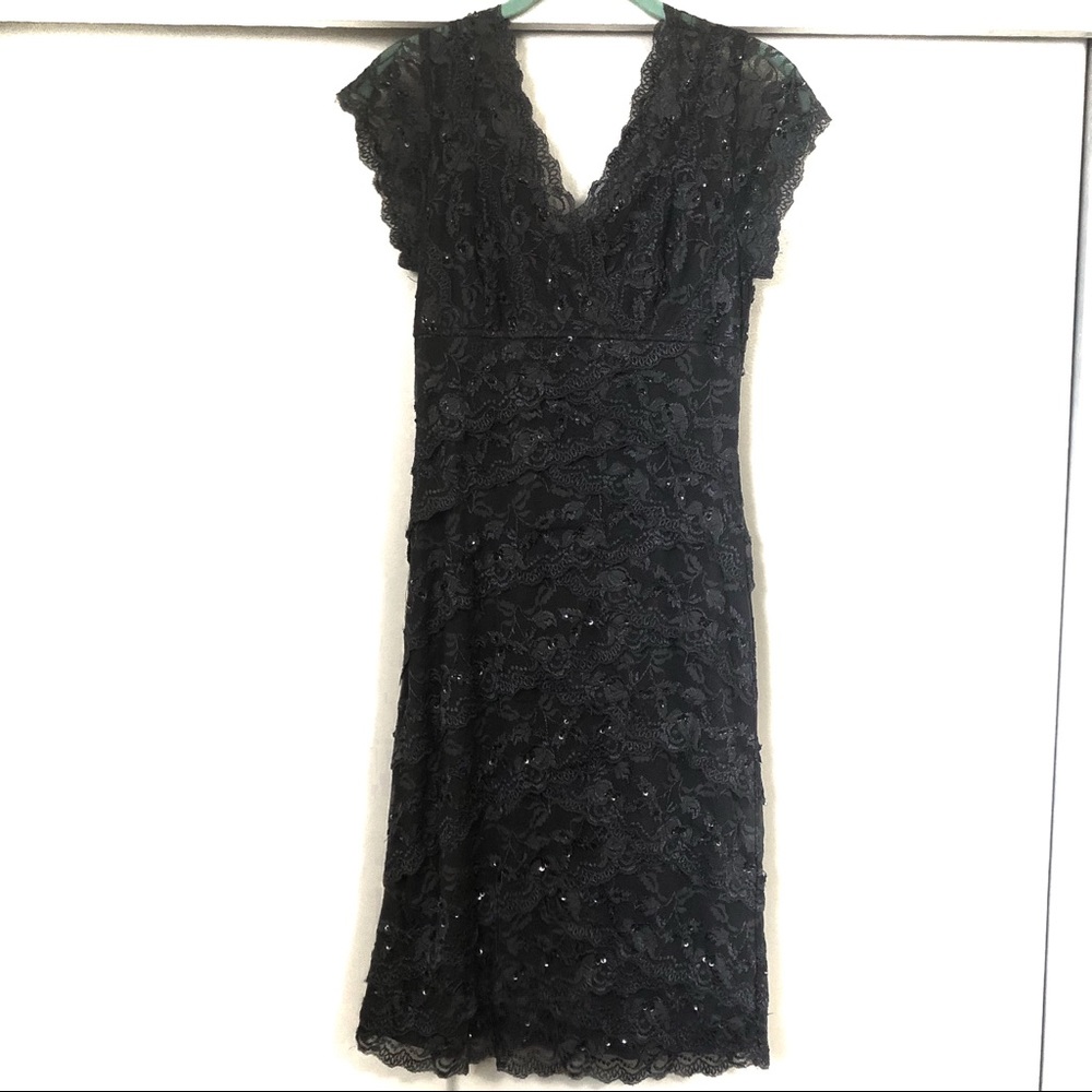Marina-Grey Lace Embellished Dress